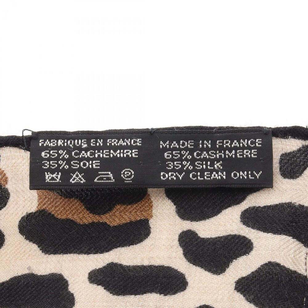 Hermes leopard print stole, silk, cashmere, women's, beige, black, brown. - Picture 2 of 10